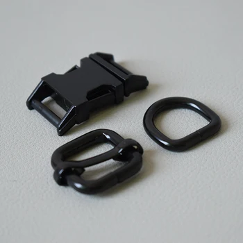 100% черный металлический слайдер, пряжка renegade, D-образное кольцо, 15 мм, ремешок для ошейника для домашних собак, шлейка, швейные аксессуары