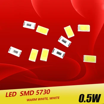 100 шт./лот, 5730SMD, 0,5 Вт, светодиодные чипы, бусины, диодная лампа, теплый белый для светодиодной лампы