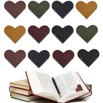 12 Штук Кожаных закладок в виде сердечек для книголюбов, Персонализированные угловые закладки для страниц, Маркеры для чтения книг для студентов