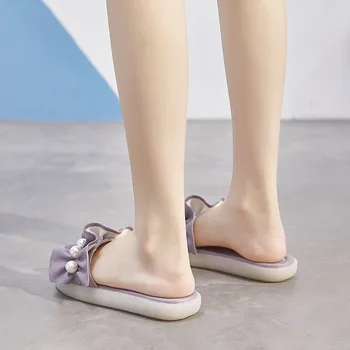 2022 Кожаные тапочки для женщин, летом носящие мягкую пляжную обувь M-6618