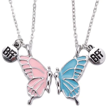 2шт Пара BFF Neckaces Ожерелье с подвеской в виде бабочки для влюбленных женщин, лучший друг, Чокеры, Цепочка, ожерелье для ключиц, подарок дружбы