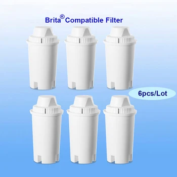 6 упаковок Щелочных фильтров Brita Classic, Сменные Картриджи для воды с Антиоксидантными Фильтрами для щелочной воды, Кувшинные Фильтры Drop-in