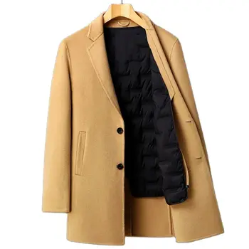 BATMO 2022 новый зимний высококачественный шерстяной тренч для мужчин, мужская длинная куртка, 90% подкладка из белого утиного пуха, пальто 8082