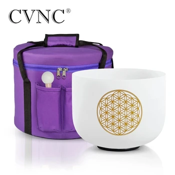 CVNC 8-Дюймовая Хрустальная Поющая чаша, Цветок Жизни, Чакра, Инструмент Для звукового исцеления, Исцеляющая Медитация С сумкой
