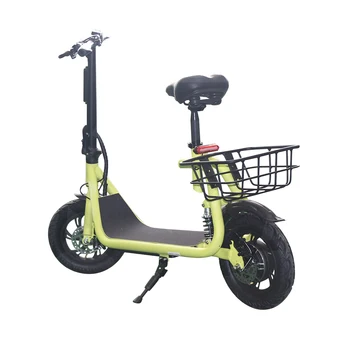 ESWING 500 Вт 12-дюймовый электрический скутер велосипед 2-колесный амортизатор Электрический скутер с сиденьем и корзиной