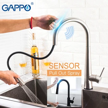 GAPPO Smart Sensor Touch Control Кухонные Смесители Золотой Смеситель Из Нержавеющей Стали Золотой Сенсорный Кран для Кухни Выдвижные Краны Для Раковины