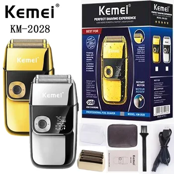 Kemei/Электробритва Kemei KM-2028 с металлическим корпусом, светодиодная ЖК-электробритва для мужчин