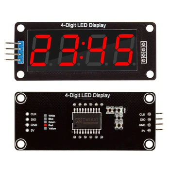 TM1637 Светодиодный дисплейный модуль для Arduino 4-значный 7-сегментный 0,56-дюймовый индикатор времени, ламповый модуль, красный, синий, зеленый, Желтый, белый