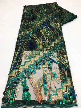Африканская Кружевная ткань 2023 Зеленого Цвета, Высококачественная Французская Сетчатая Кружевная ткань С блестками, Нигерийские кружевные ткани Для Свадебного платья
