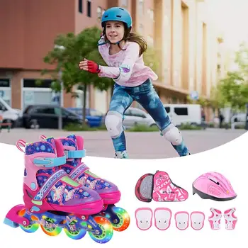 Блестящие роликовые коньки Портативные светящиеся роликовые коньки Безопасная роликовая обувь Многоразового использования для малышей Многофункциональная обувь для катания на роликах
