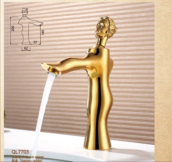 Высококачественный роскошный золотой латунный художественный смеситель для умывальника с одним отверстием и одной ручкой для холодной и горячей воды, смеситель для раковины в ванной комнате, медный смеситель для умывальника