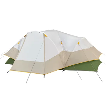 Гибридная купольная палатка Aspen Grove на 8 человек, 2 комнаты, с полной посадкой, Не совсем белого / зеленого цвета