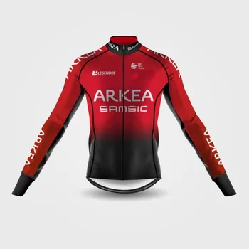 Зимние термо-флисовые майки для велоспорта Осень-зима Теплая 2021 ARKEA SAMSIC TEAM Mtb, мужская велосипедная одежда с длинным рукавом, Велосипедная одежда