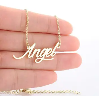 Имя Ангела Ожерелье из нержавеющей Стали Милый Браслет Angelnecklace Girl Jewellery подарок FCN233