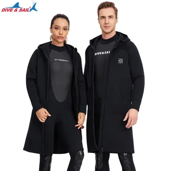 Куртка для дайвинга из неопрена толщиной 3 мм, Теплая Уличная Длинная куртка для Плавания с капюшоном, для подводного плавания, для серфинга с защитой от ультрафиолета, Куртка для дайвинга