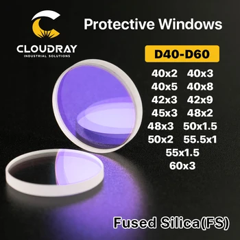 Лазерные защитные стекла Cloudray Серии D40 - D60 из Кварцевого Плавленого Кремнезема для Сварочного аппарата для резки волокон 1064nm
