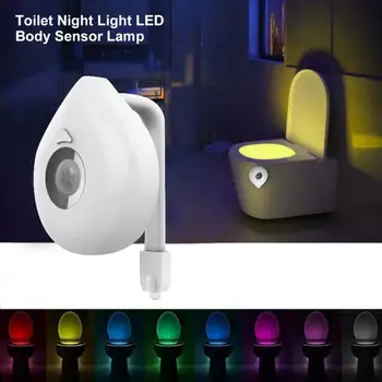 Меняющий цвета Ночник для Унитаза, Датчик движения, светодиодный Водонепроницаемый светильник для ванной комнаты, работающий на батарейках Для туалета, домашней ванны
