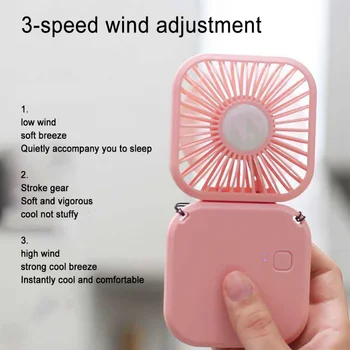 Мини Портативный Складной электрический вентилятор с подвесной горловиной, креативный ручной USB-аккумуляторный настольный вентилятор для студенческого спорта