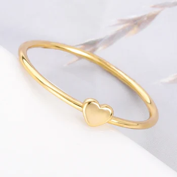 Модное обручальное кольцо золотого цвета в форме сердца для женщины, простые женские украшения для помолвки, ювелирные изделия из нержавеющей стали