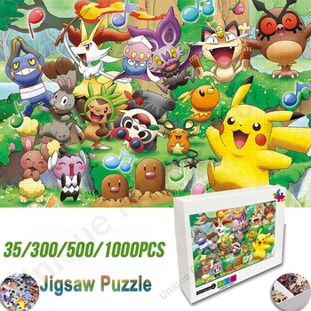 Мультяшный Пикачу Деревянный пазл Diy Puzzles Toys Интеллектуальная головоломка Jigsaw Puzzle Kids Learning Развивающие игрушки для детей