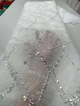 Новое поступление африканской 3D кружевной ткани Ручной работы 2023, высококачественная французская тюлевая сетка, специальные блестки, бусины для свадьбы в Нигерии