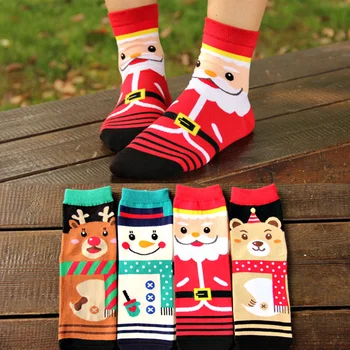 Новые Рождественские Хлопковые зимние теплые женские носки с Рисунком Оленя и Медведя из Мультфильма Calcetines Mujer