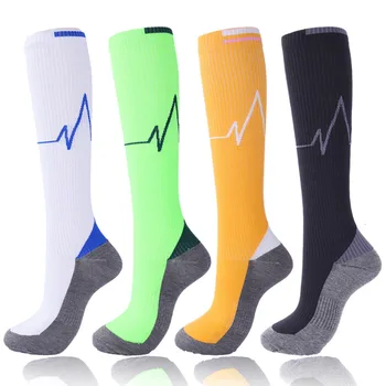 Носки для медсестры, Спортивные велосипедные носки, мужские и женские компрессионные носки, Комфортные для бега, красочные однотонные носки под давлением