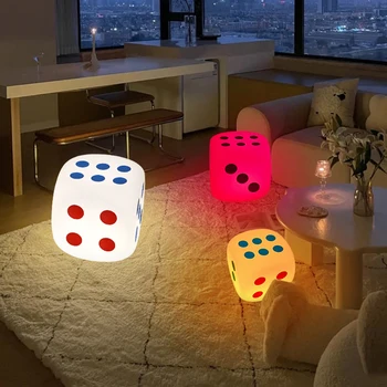 Ночник Nordic PE dice, красочный настольный ночник с дистанционным управлением, прикроватная лампа, креативный табурет, торшер для гостиной