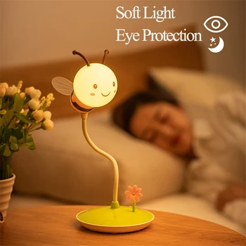 Ночники с мультяшной пчелой, USB-зарядка, ночная лампа, креативная лампа для чтения с затемнением для прикроватной тумбочки в детской, подарок для младенцев