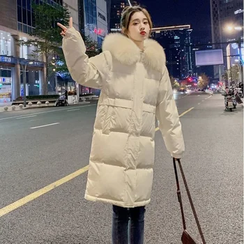 Одежда для зимней куртки Женская пузырчатая куртка Длинная Новая корейская версия хлопчатобумажная свободная плотная