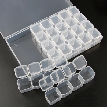 Прозрачный пластиковый ящик для хранения с 28 Решетками, Регулируемый Контейнер для Бусин, Сережек, украшений, Прямоугольный Футляр