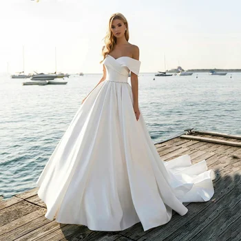Свадебное платье TIXLEAR Boho с открытыми плечами для Женщин, Невесты 2023, Трапециевидное платье vestido blanco, vestidos de novia, Придворный Шлейф на Шнуровке