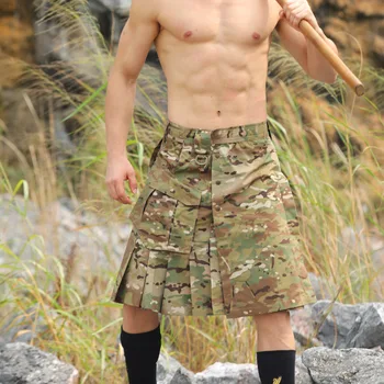 Тактическая Шотландская юбка Мультикамерный Камуфляж Для Мужчин и Женщин, Одежда для охоты на открытом воздухе, шорты BDU, быстросъемные армейские юбки в стиле Милитари