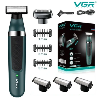 Триммер для волос VGR, Перезаряжаемая бритва, Водонепроницаемый Триммер для бороды, Беспроводной станок для бритья волос, Мини-бритвы для бритья мужчин V-393