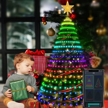 Умные Bluetooth-гирлянды для рождественской елки, разноцветное приложение, сказочный СВЕТОДИОДНЫЙ праздничный водопад, Рождественский домашний двор, DIY запрограммированное украшение для вечеринки